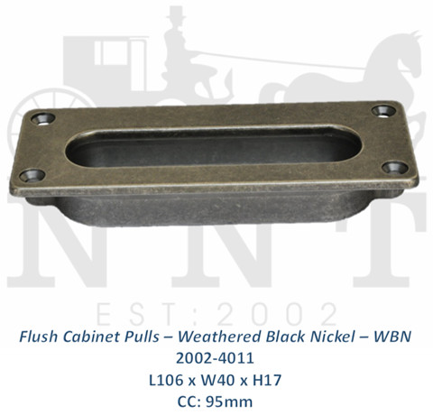 Flush Cabinet Pulls - Weathered Black Nikel - WBN 2002-4011