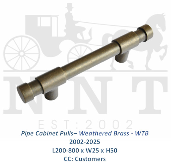 Pipe Cabinet Pulls - Weathered Brass - WTB 2002-2025