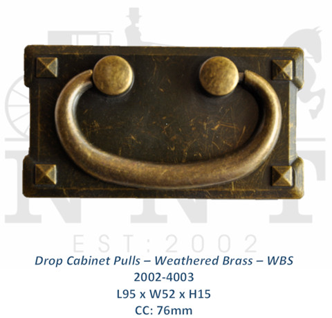 Drop Cabinet Pulls - Weathered Brass - WBS 2002-4003