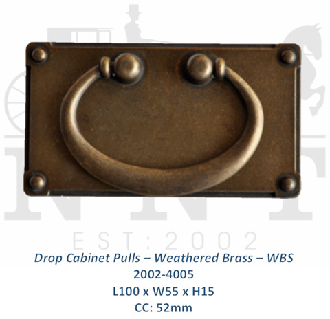 Drop Cabinet Pulls - Weathered Brass - WBS 2002-4005