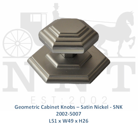 Geometric Cabinet Knobs - Satin Nickel - SNK 2002-5007