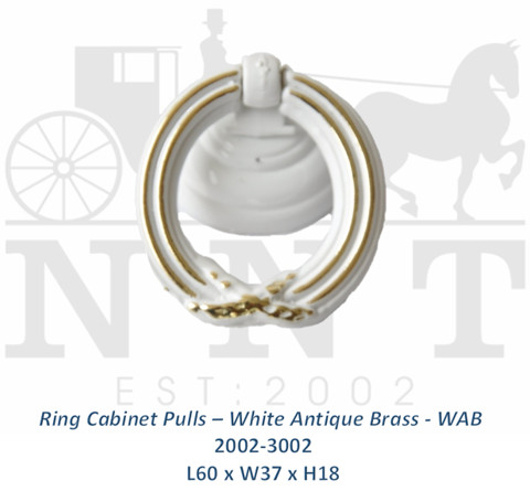 Ring Cabinet Pulls - White Antique Brass - WAB 2002-3002
