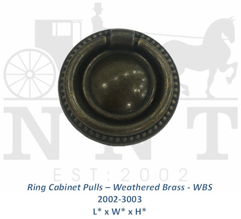 Ring Cabinet Pulls - Weathered Brass - PBS 2002-3003