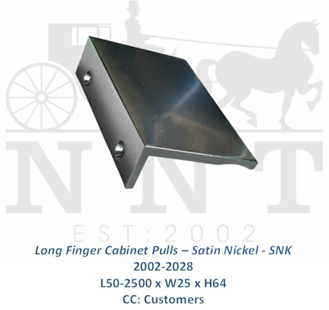 Long Finger Cabinet Pulls - Satin Nickel - SNK 2002-2028
