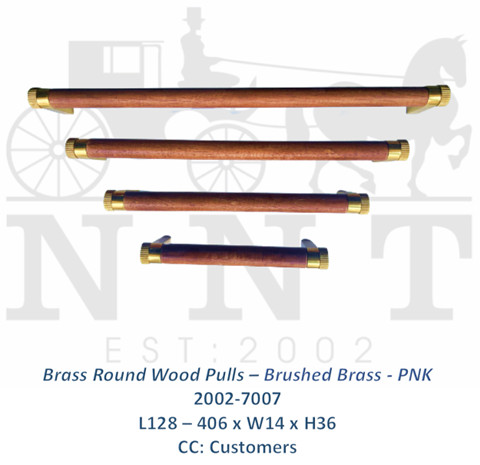 Brass Round Wood Pulls - Brushed Brass - PNK 2002-7007