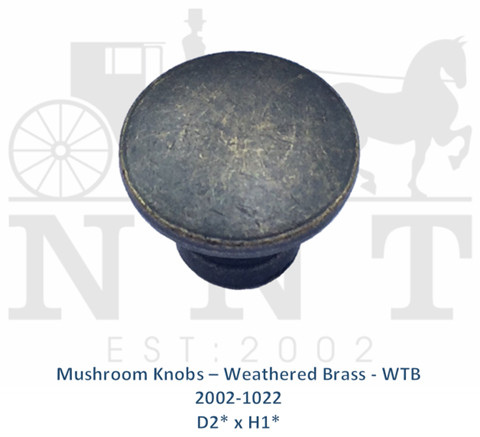 Mushroom Knobs - Weathered Brass - WTB 2002-1022