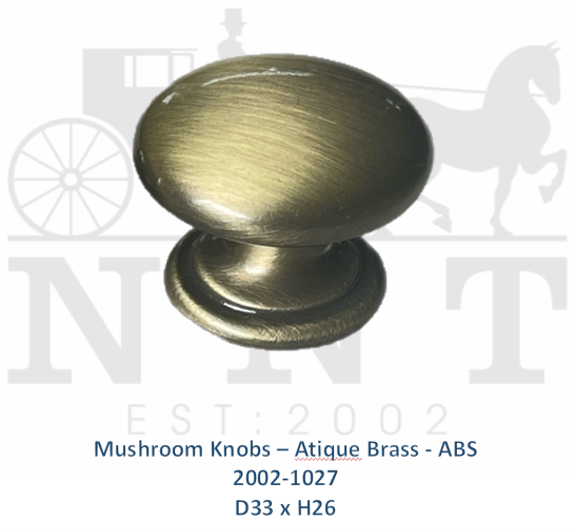 Mushroom Knobs - Atique Brass - ABS 2002 - 2027