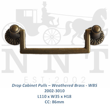Drop Cabinet Pulls - Weathered Brass - SNK 2002-3010