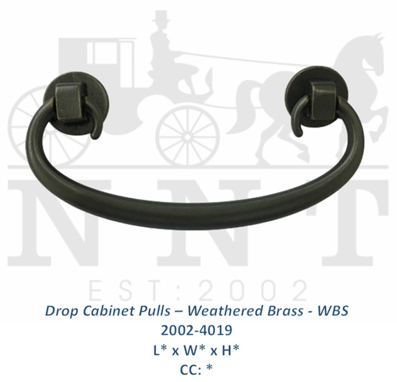 Drop Cabinet Pulls - Weathered Brass - WBS 2002-4019