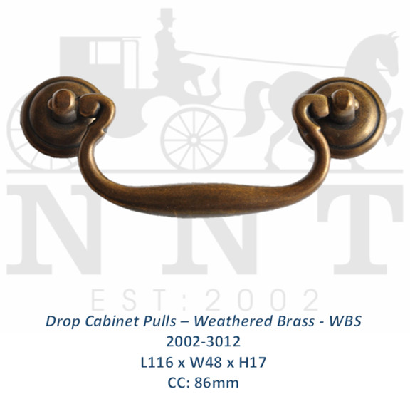 Drop Cabinet Pulls - Weathered Brass - WBS 2002-3012