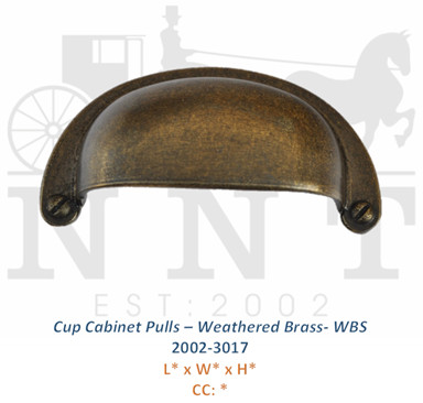 Cup Cabinet Pulls - Weathered Brass - WBS 2002-3017