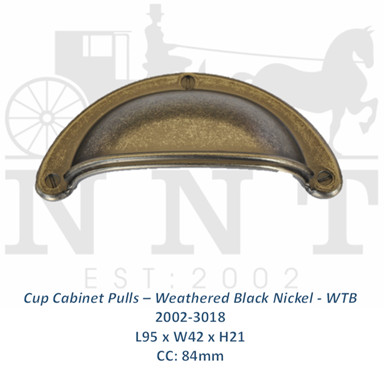 Cup Cabinet Pulls - Weathered Black Nickel - WTB 2002-3018