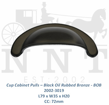 Cup Cabinet Pulls - Black Oil Rubbed Bronze - BOB 2002-3019