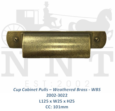Cup Cabinet Pulls - Weathered Brass - WBS 2002-3022