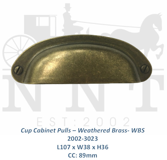 Cup Cabinet Pulls - Weathered Brass - WBS 2002-3023